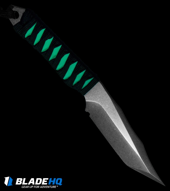 Gavko EDC Tanto Fixed Blade Knife Glow/Cord Wrap (3.5" Stonewash