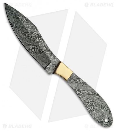 Tallen Fox Hunter Fixed Blade Knife Brass (4.5" Damascus)