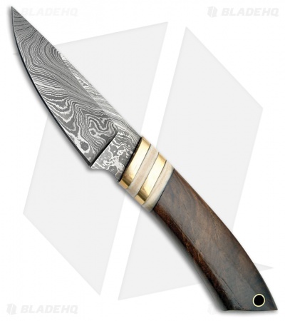 Tallen Hemingway Fixed Blade Knife Walnut (4" Damascus)  DM1099