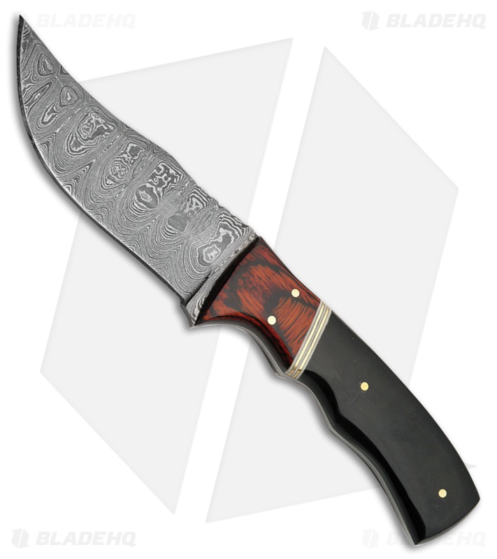 Tallen Lionheart Fixed Blade Knife Black Horn (4" Damascus) DM1054 *DISC*