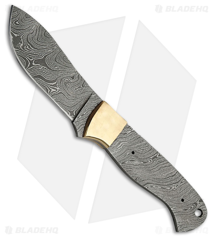 Tallen Pack Skinner Fixed Blade Knife Brass (3.75" Damascus)