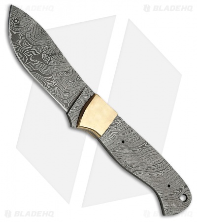 Tallen Pack Skinner Fixed Blade Knife Brass (3.75" Damascus)