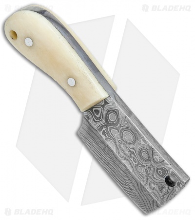 Tallen Pocket Cleaver Knife Key Chain Bone (1.6" Damascus)