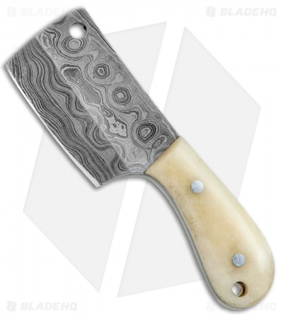 Tallen Pocket Cleaver Knife Key Chain Bone (1.6" Damascus)