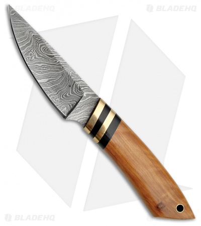 Rite Edge Hemingway Fixed Blade Knife Olive Wood (4" Damascus)  DM1098