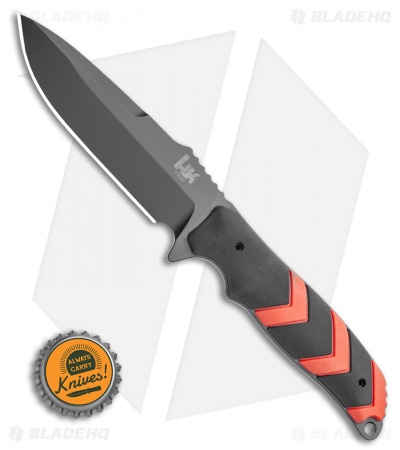 HK Fray Fixed Blade Knife Black/Red Rubber Clip Point (4.25" Black) 55252