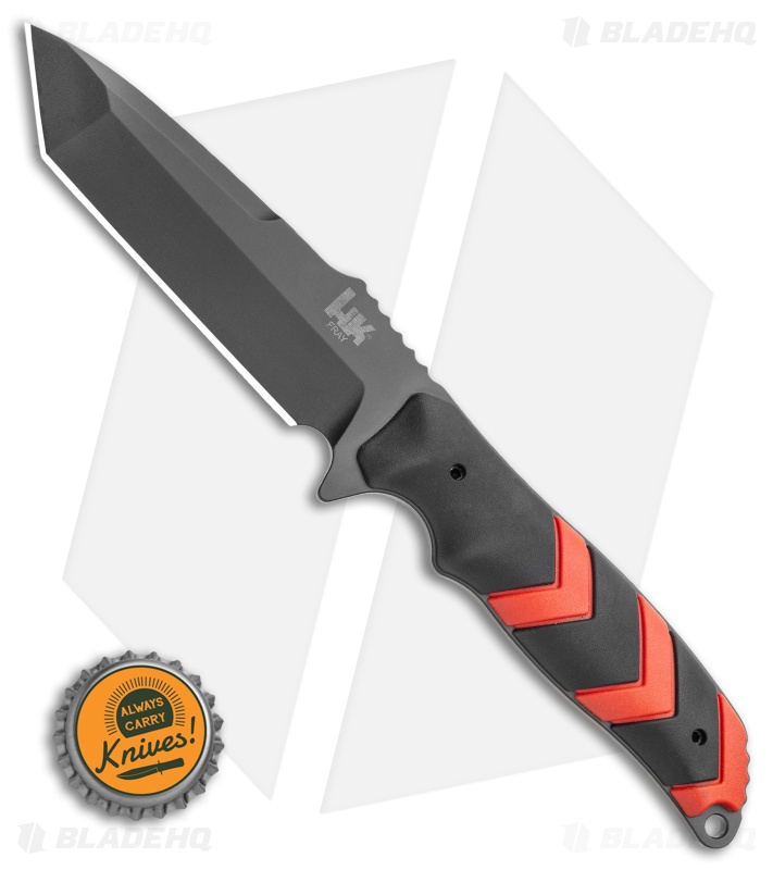 HK Fray Tanto Fixed Blade Knife Black/Red Rubber (4.25" Black) 55242