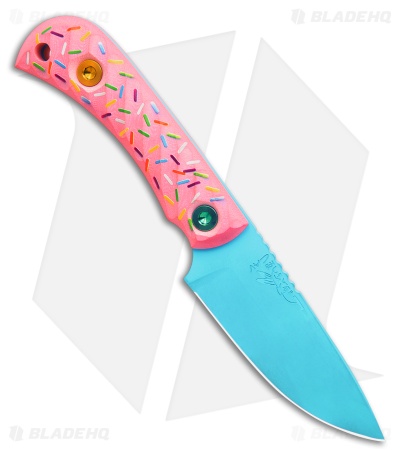 Half Face Blades Dessert Warrior Cav Jr. Backcountry Knife Pink G-10 (3.5" Blue)