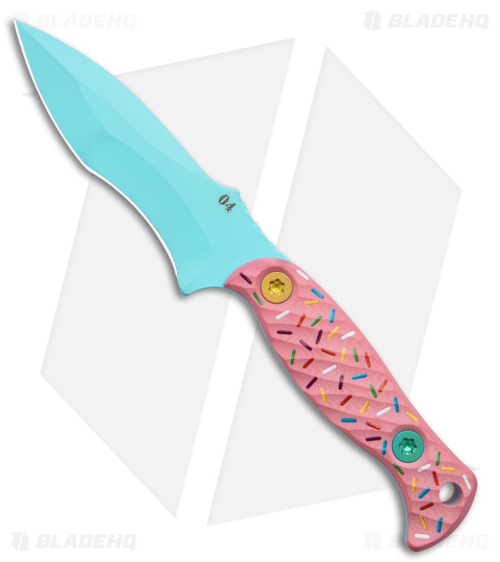 Half Face Blades Dessert Warrior Extremis Fixed Blade Knife Pink G10 (3.5" Blue)