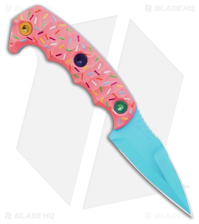 Half Face Blades Dessert Warrior Humint Fixed Blade Knife Pink G-10 (3.25" Blue)