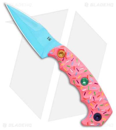 Half Face Blades Dessert Warrior Humint Fixed Blade Knife Pink G-10 (3.25" Blue)