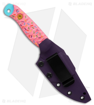 Half Face Blades Dessert Warrior Scalper Fixed Blade Knife Pink G-10 (4" Blue)