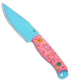 Half Face Blades Dessert Warrior Scalper Fixed Blade Knife Pink G-10 (4" Blue)