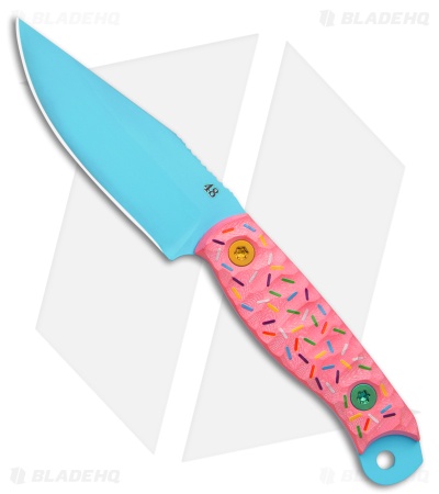 Half Face Blades Dessert Warrior Scalper Fixed Blade Knife Pink G-10 (4" Blue)