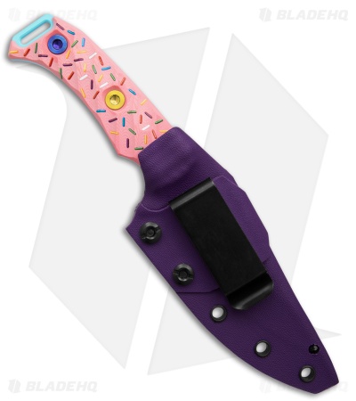 Half Face Blades Dessert Warrior Tosahwi Fixed Blade Knife Pink G-10 (4" Blue)