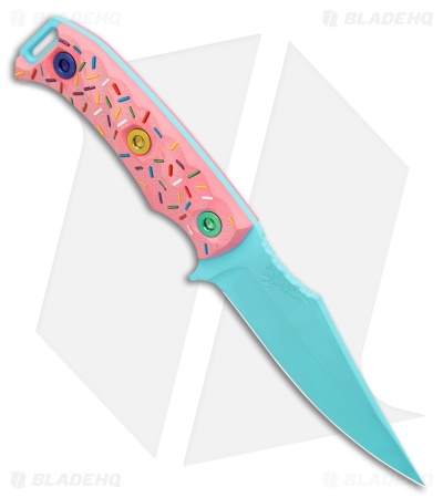 Half Face Blades Dessert Warrior Tosahwi Fixed Blade Knife Pink G-10 (4" Blue)