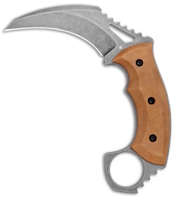 HavocWorks Custom KAOS Karambit Brown Richlite  (3.25" Acid Washed)