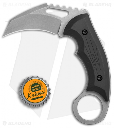 HavocWorks Small Karambit Fixed Blade Knife Black G-10 (2.5" Stonewashed)