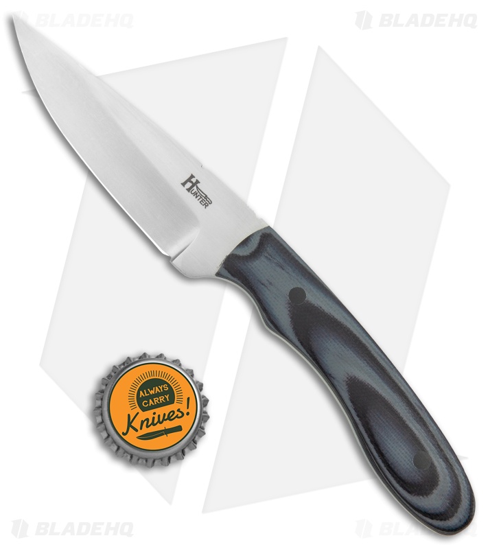 Hunter Handmade Knives Basic EDC Fixed Blade Knife Black/Gray G-10 (3.25" Satin)