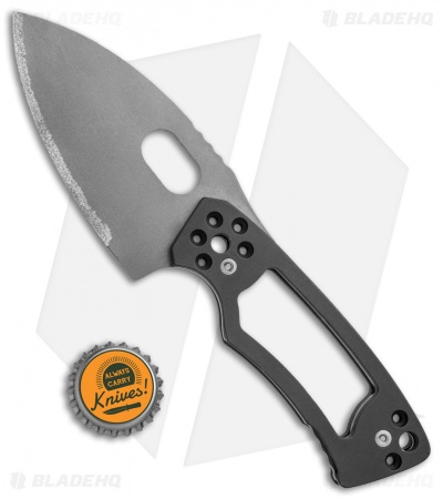 J-2 Knives Titanium Spear Point Fixed Blade Knife Gray Ti (3.3" Stonewash) 