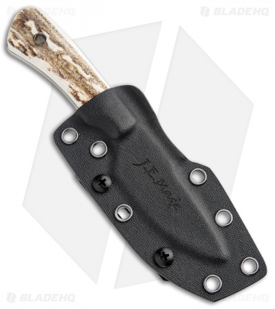 J.E. Made B.U.K Fixed Blade Knife Stag (3" Stonewash 3V)