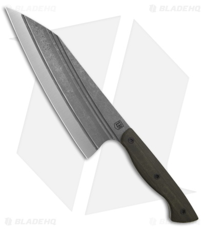Lionhearted Bladeworks K Tip Chef Knife OD Green G-10 (7.25" Acid Wash)