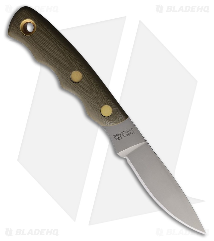 Knives of Alaska Alpha Wolf Fixed Blade Knife OD Green G-10 (3" Bead Blast D2)