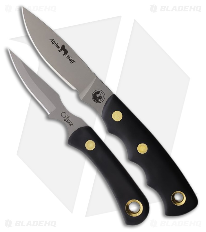 Knives Of Alaska Alpha Wolf/Cub Bear Black SureGrip