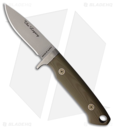 Knives of Alaska Legacy Fixed Blade Knife OD Green G-10 (3.25" Bead Blast)