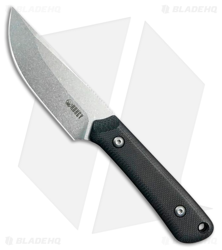 Kubey Knives Thorn Fixed Blade Knife Black G-10 (2.8" Stonewash)