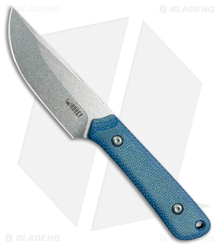 Kubey Knives Thorn Fixed Blade Knife Blue Micarta (2.8" Stonewash)