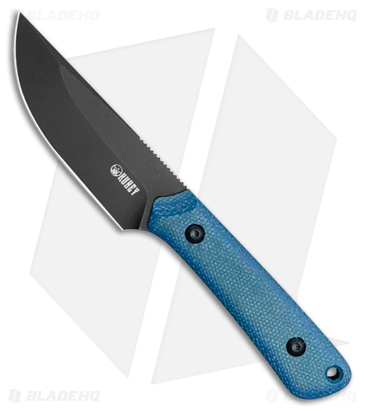 Kubey Knives Thorn Fixed Blade Knife Blue Micarta (2.8" Black SW)