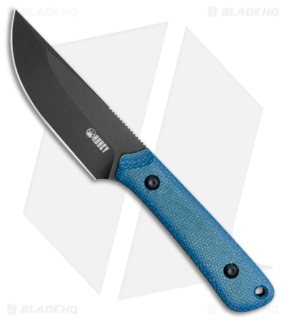 Kubey Knives Thorn Fixed Blade Knife Blue Micarta (2.8" Black SW)