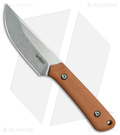 Kubey Knives Thorn Fixed Blade Knife Brown Micarta (2.8" Stonewash)