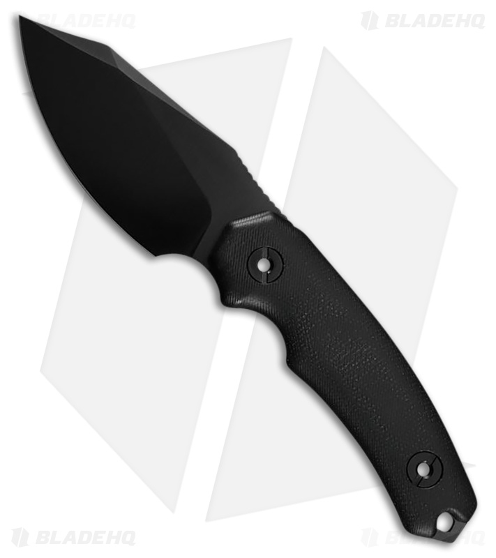 Kunwu Knives Stiffy D Fixed Blade Knife Black Micarta (3.5" Black DLC)