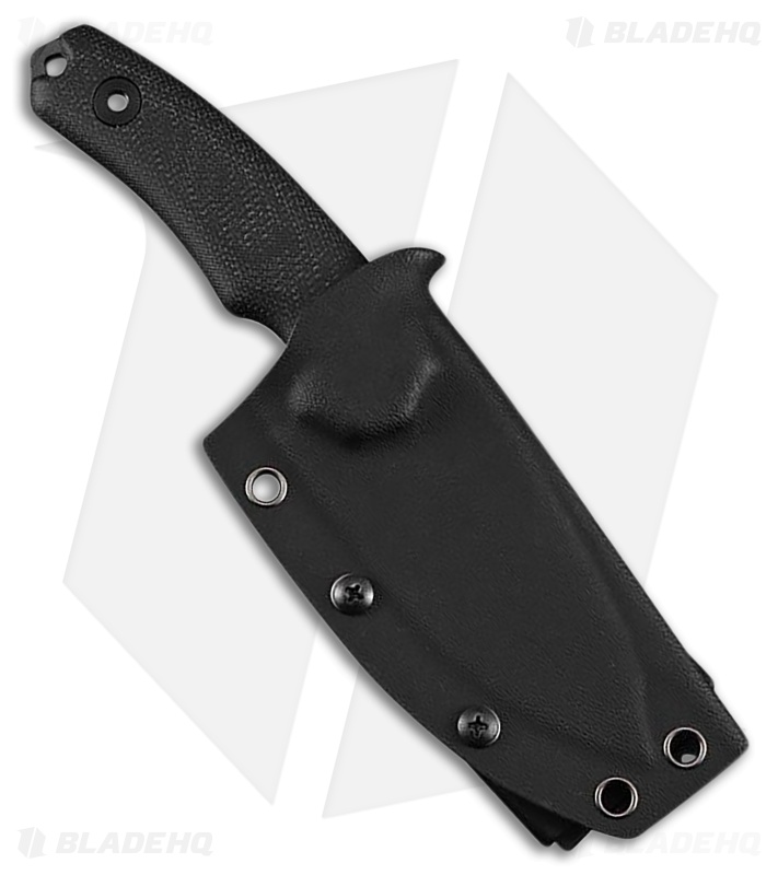 Kunwu Knives Stiffy D Fixed Blade Knife Black Micarta (3.5" Black DLC)
