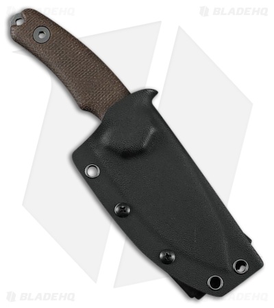 Kunwu Knives Stiffy D Fixed Blade Knife Brown Burlap Micarta (3.5" Stonewash)