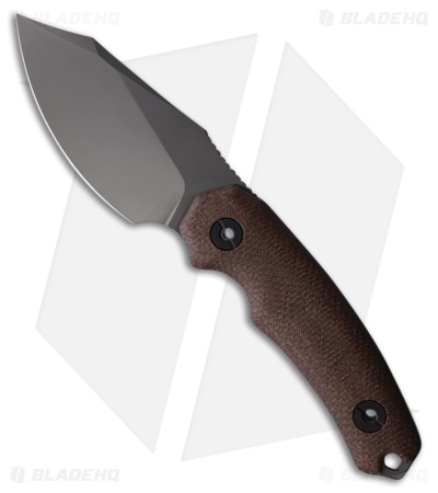 Kunwu Knives Stiffy D Fixed Blade Knife Brown Burlap Micarta (3.5" DLC)