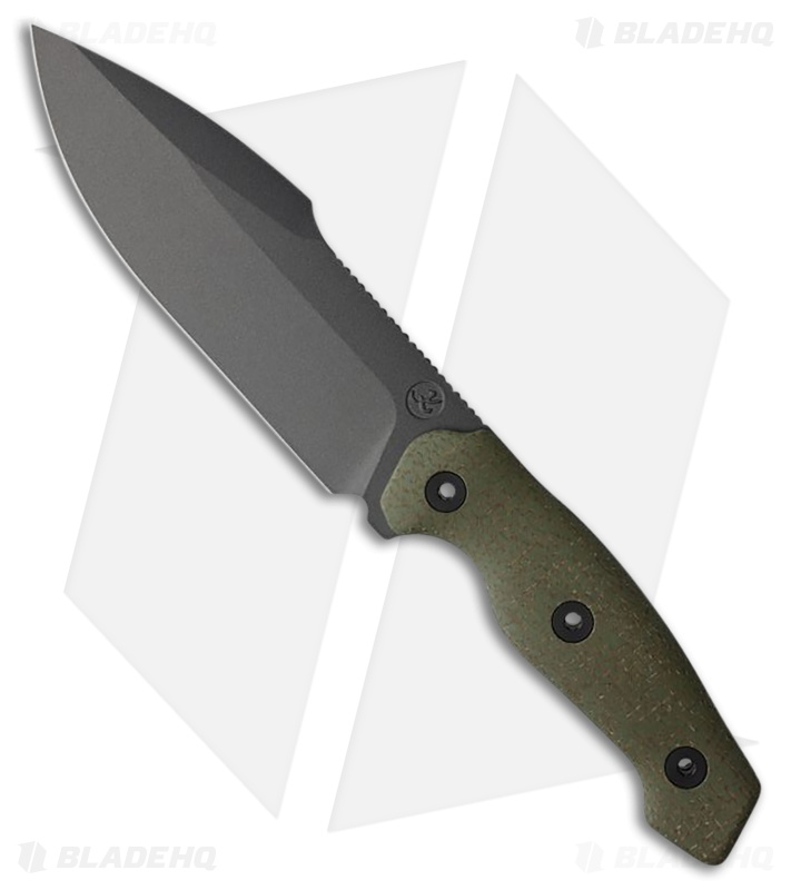 Kunwu Stiffy G Fixed Blade Knife OD Green Micarta (6.1" Teflon Coated)