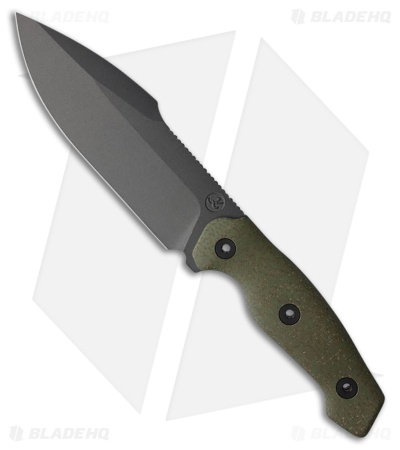 Kunwu Stiffy G Fixed Blade Knife OD Green Micarta (6.1" Teflon Coated)