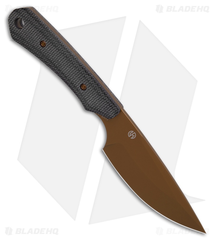 Kansept Flank Fixed Blade Knife Black Micarta (3.6" Rose Gold)