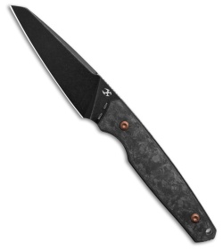 Kansept Parr Fixed Blade Knife Shred Carbon Fiber (3.12" Black Stonewash)