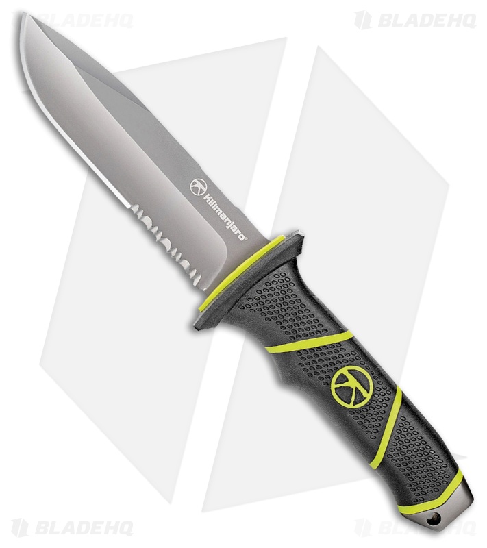 Kilimanjaro Kibo Fixed Blade Knife Black/Green Nylon (4.75" Gray Serr) 910091