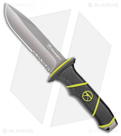 Kilimanjaro Kibo Fixed Blade Knife Black/Green Nylon (4.75" Gray Serr) 910091
