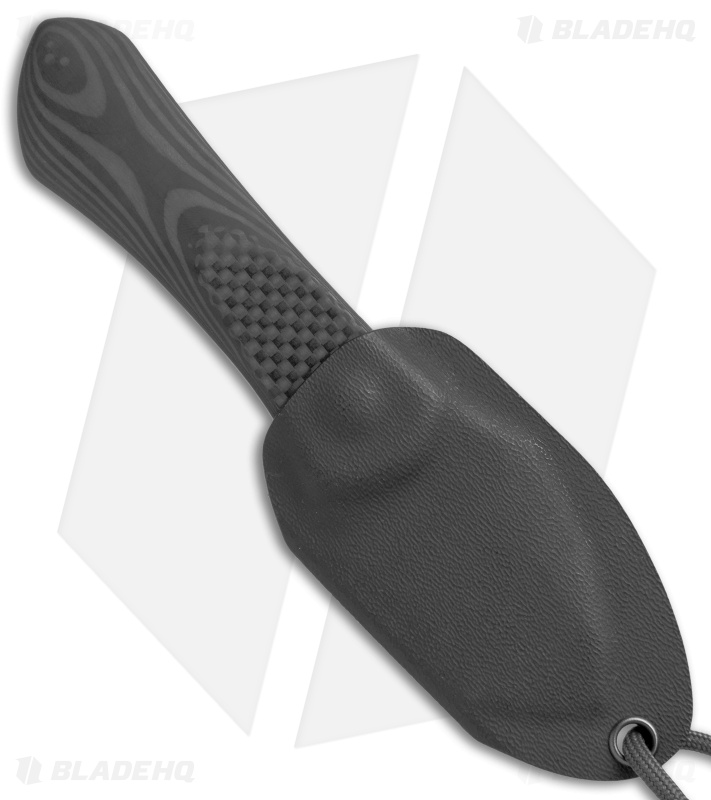 Kizer Thumbper Long Fixed Blade Neck Knife Carbon Fiber (2" Stonewash) 1014