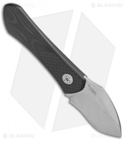Kizer Thumbper Long Fixed Blade Neck Knife Carbon Fiber (2" Stonewash) 1014