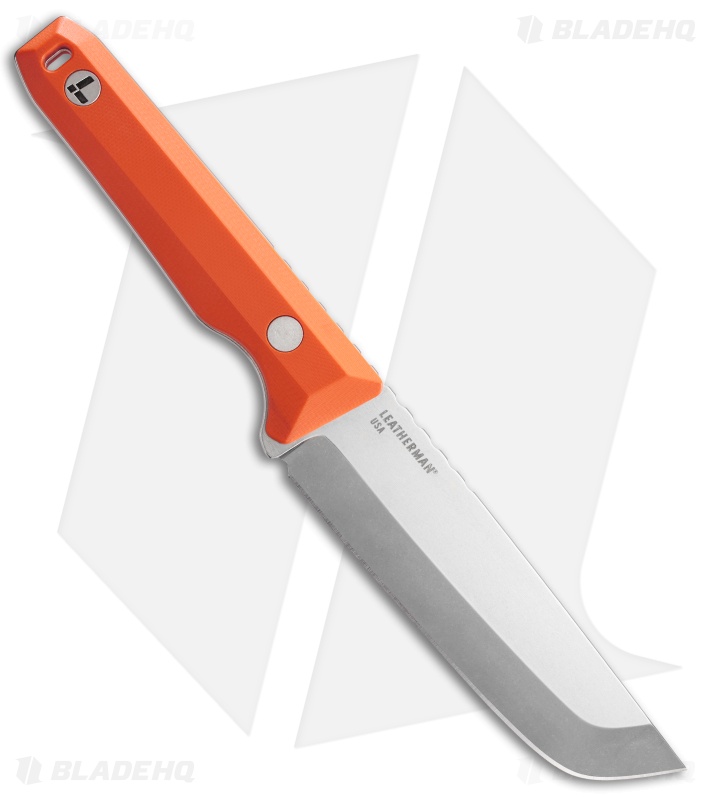 Leatherman Pioneer Fixed Blade Knife Orange Pop G-10 (5" Stonewash)