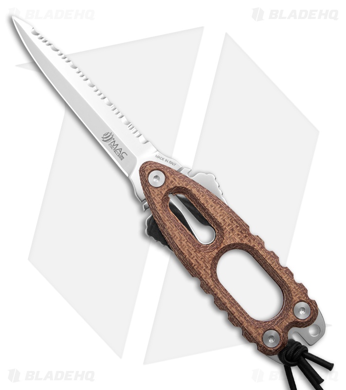 Mac Coltellerie Gunster Fixed Blade Diving Knife Red Burlap (4.25" Satin FS)