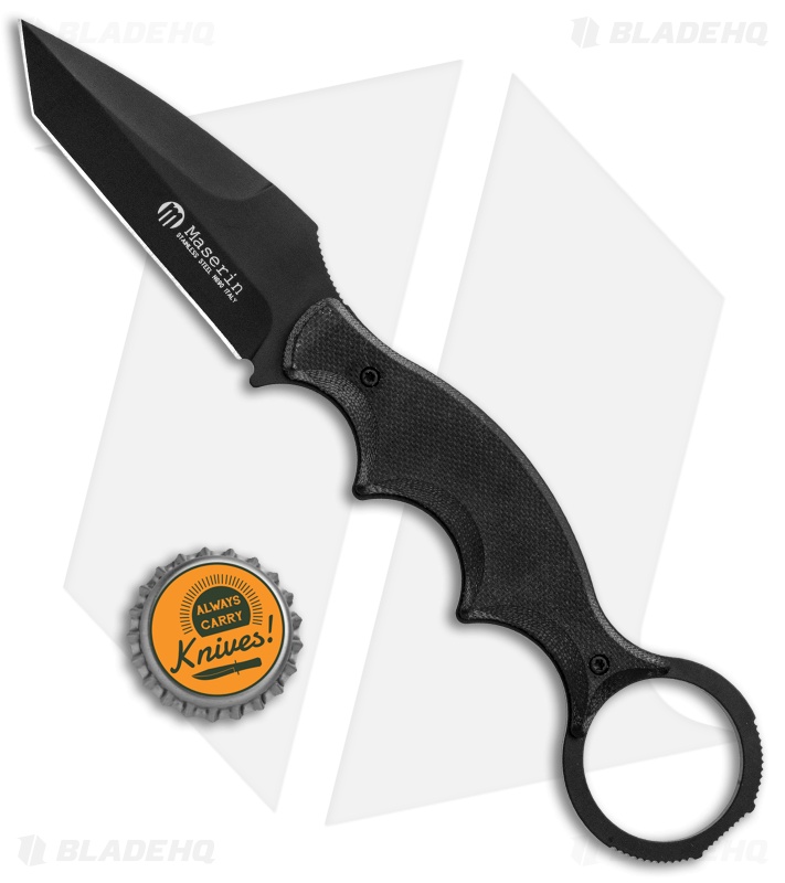 Maserin 921 Neck Line Karambit Fixed Blade Knife Black G-10 (2.75" Black)