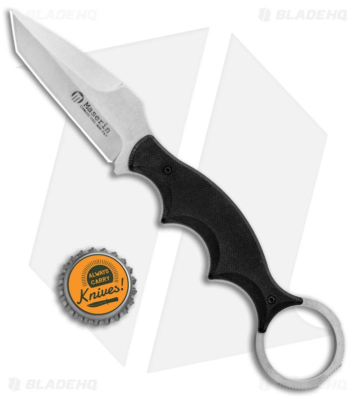 Maserin 921 Neck Line Karambit Fixed Blade Knife Black G-10 (2.75" Stonewash)